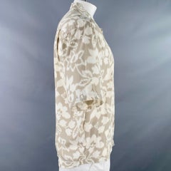 Byblos Taille 46 Tan Cream Floral One Pocket Short Sleeve Shirt