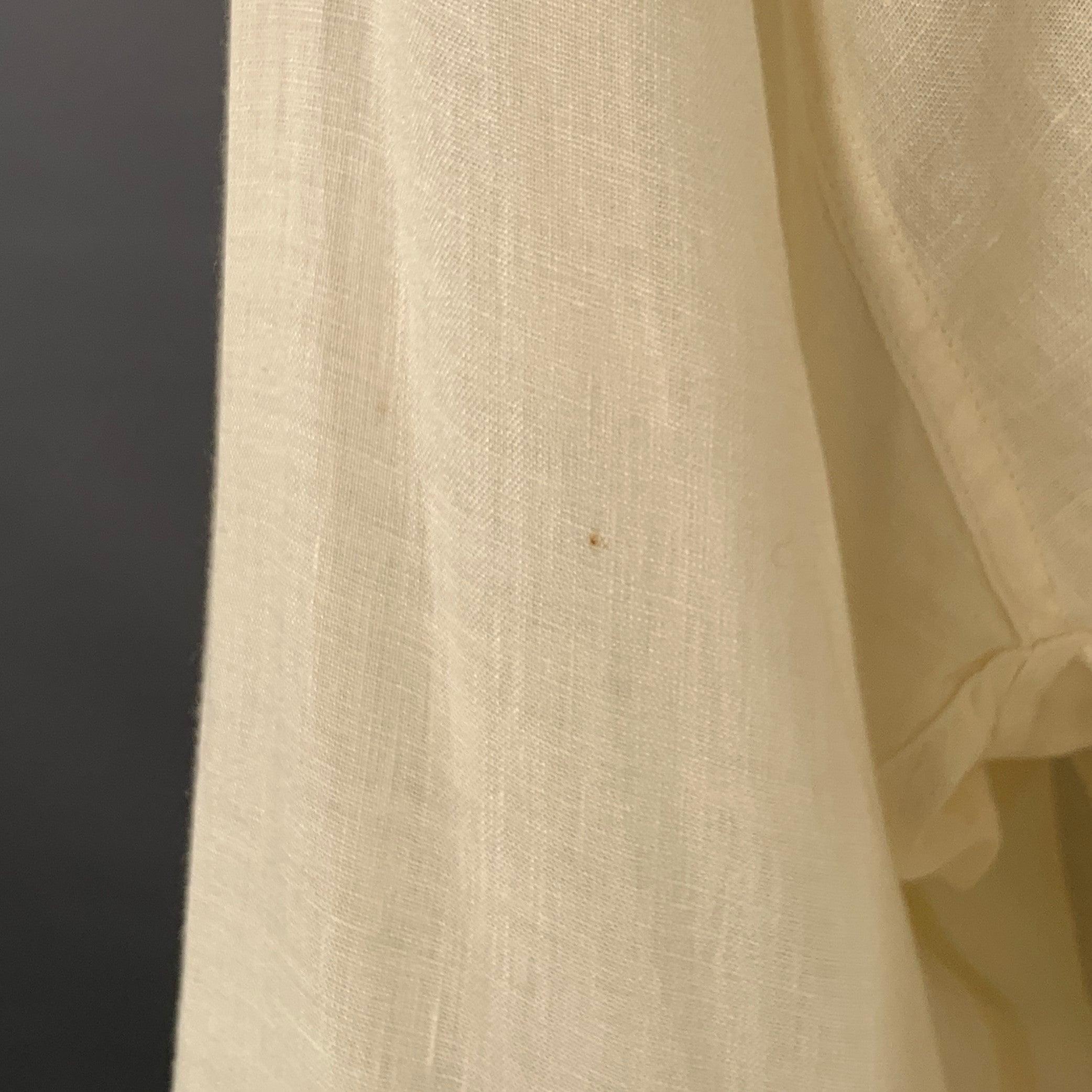 BYBLOS Size L Cream Gold Embroidery Linen One Pocket Long Sleeve Shirt For Sale 4