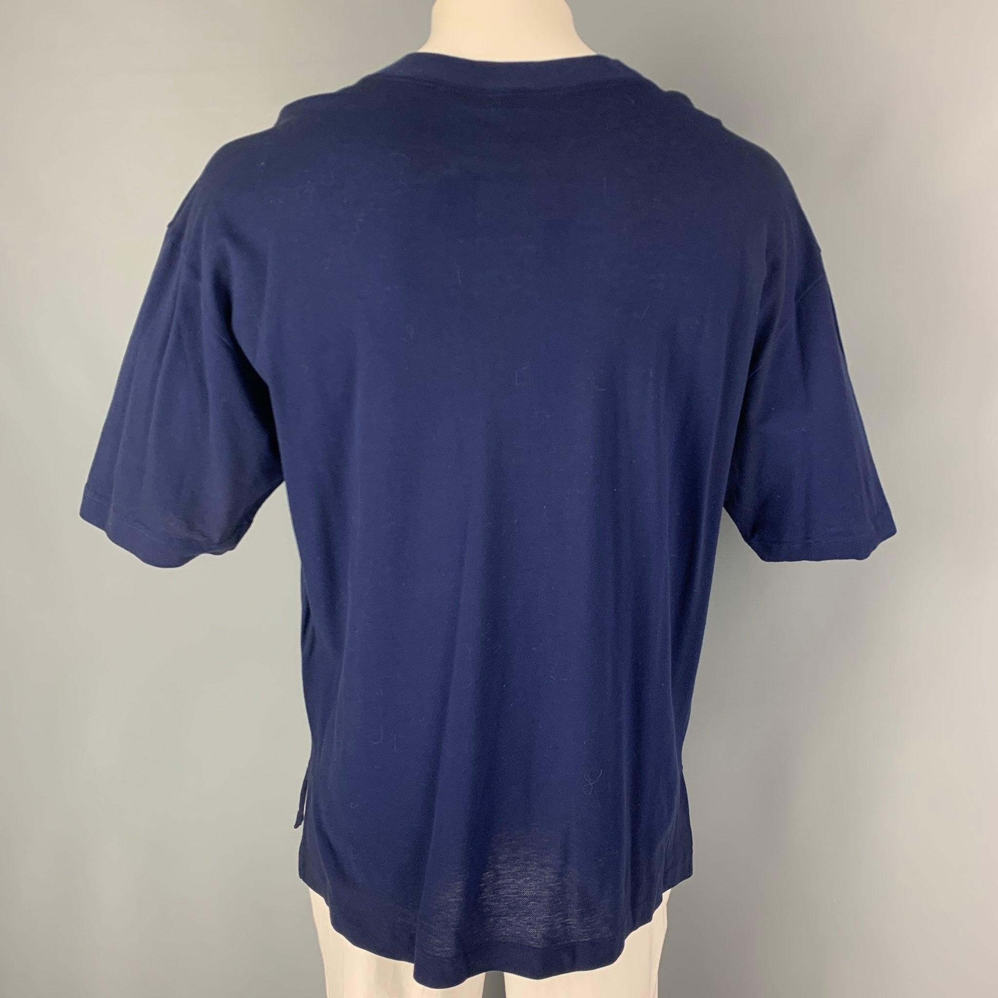 BYBLOS Size L Navy Cotton Short Sleeve T-shirt In Excellent Condition For Sale In San Francisco, CA
