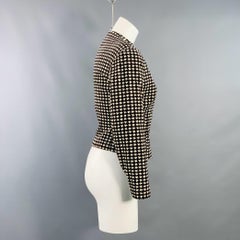 BYBLOS Size S Black White Cotton Velvet Houndstooth Collarless Cropped Blazer