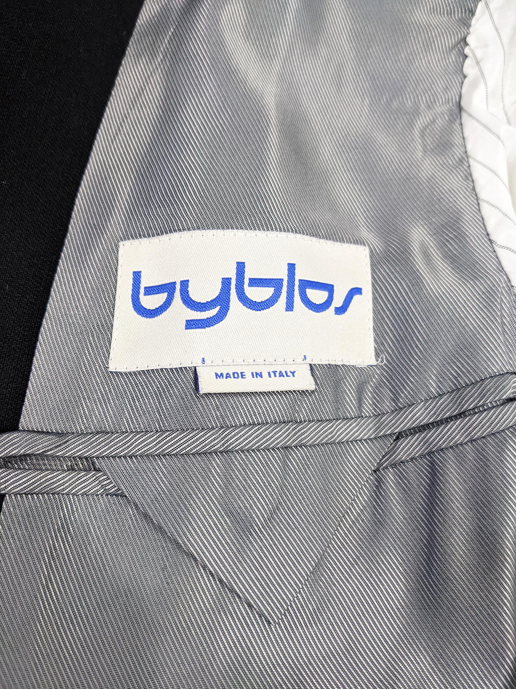 Byblos Vintage Mens Black Two Piece Lurex Stripe Trouser Pant Italian Suit 1980s For Sale 1