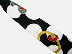 BYBLOS - Vintage Men's Printed Silk Damask Neck Tie - Italy - Circa 1980's