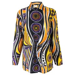 Byblos Vintage Womens Silk Blend African Style Print Blouse