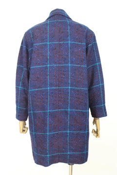 Byblos Violet Blue Wool Vintage Boucle Coat 1980s