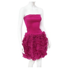 Byblos Violet Showy Silk Dress with Flounced Skirt