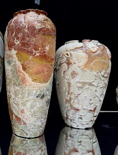 Contemporary, modern, green marble vase, carved by hand, bygone vase FORMAR