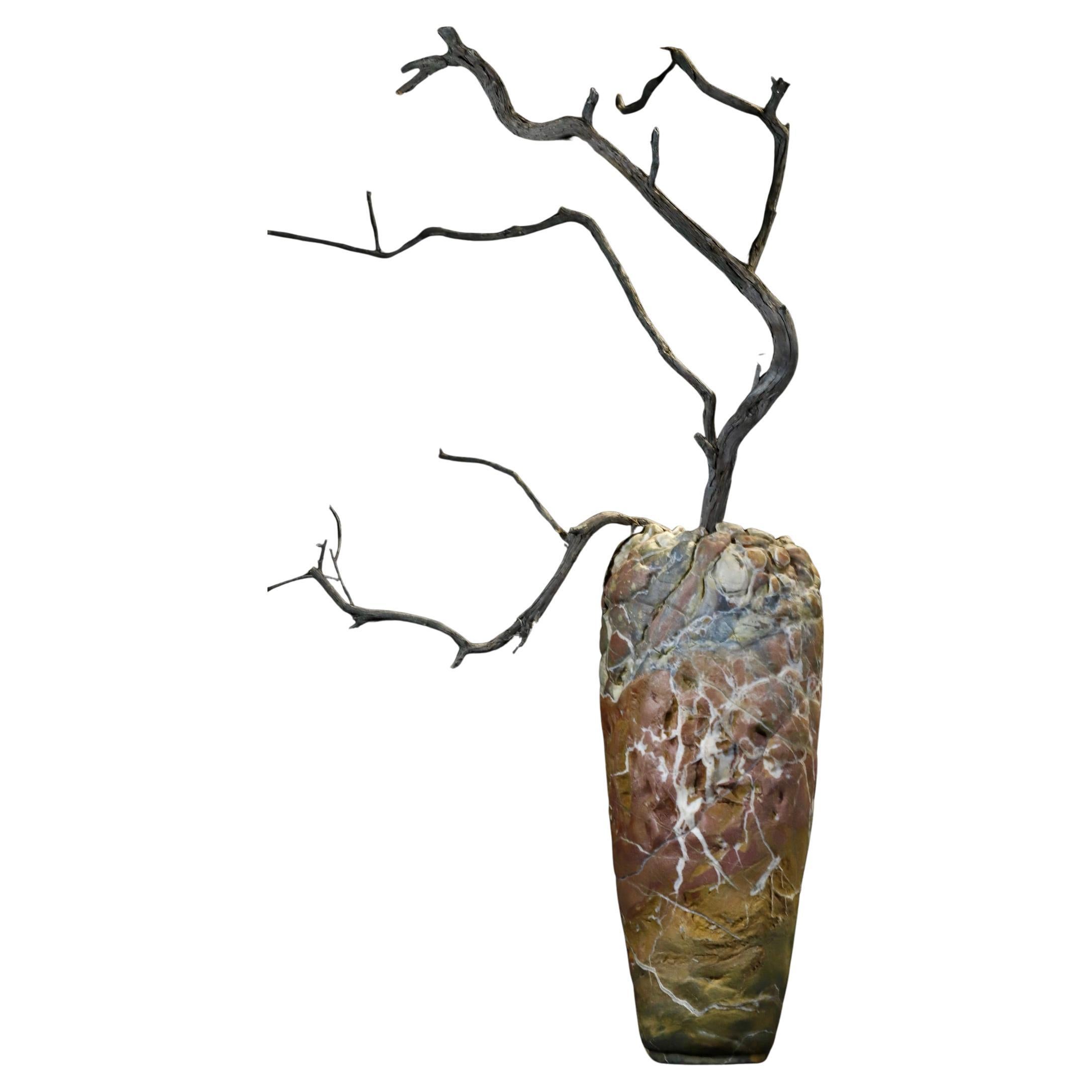 Vaso in marmo verde, contemporaneo e moderno, scolpito a mano, vaso d'altri tempi FORMAR in vendita
