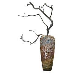 Contemporary, modern, green marble vase, carved by hand, bygone vase FORMAR