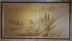 Byobu four-panel folding screen, Japan Showa era