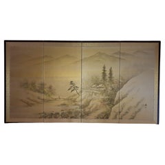 Byobu four-panel folding screen, Japan Showa era
