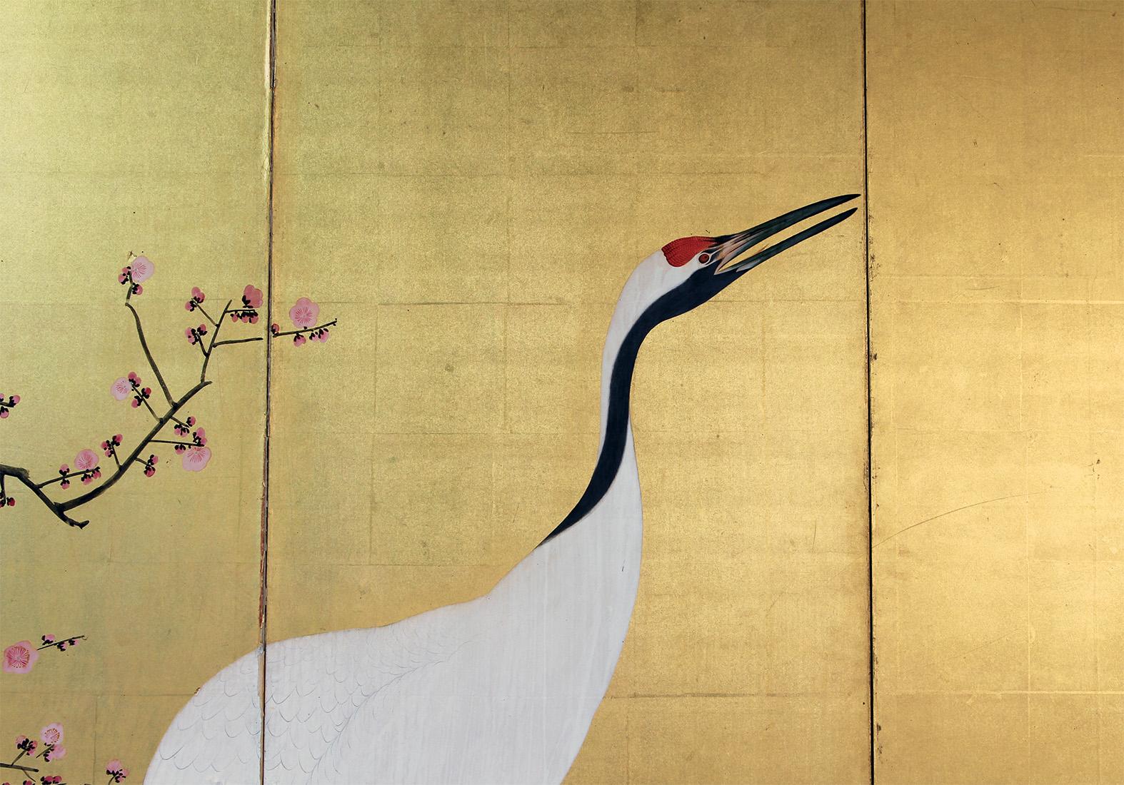 Byobu- Japanese Folding Screen Gold Leaf In Good Condition For Sale In Brescia, IT