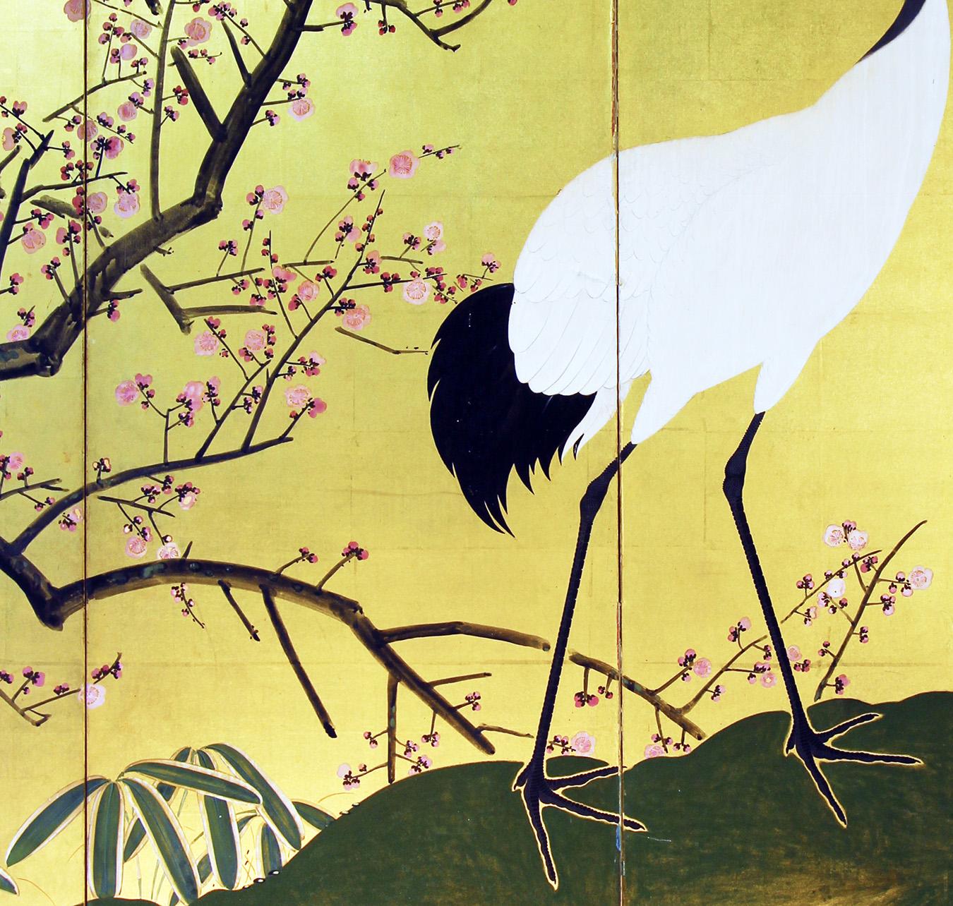 19th Century Byobu- Japanese Folding Screen Gold Leaf For Sale