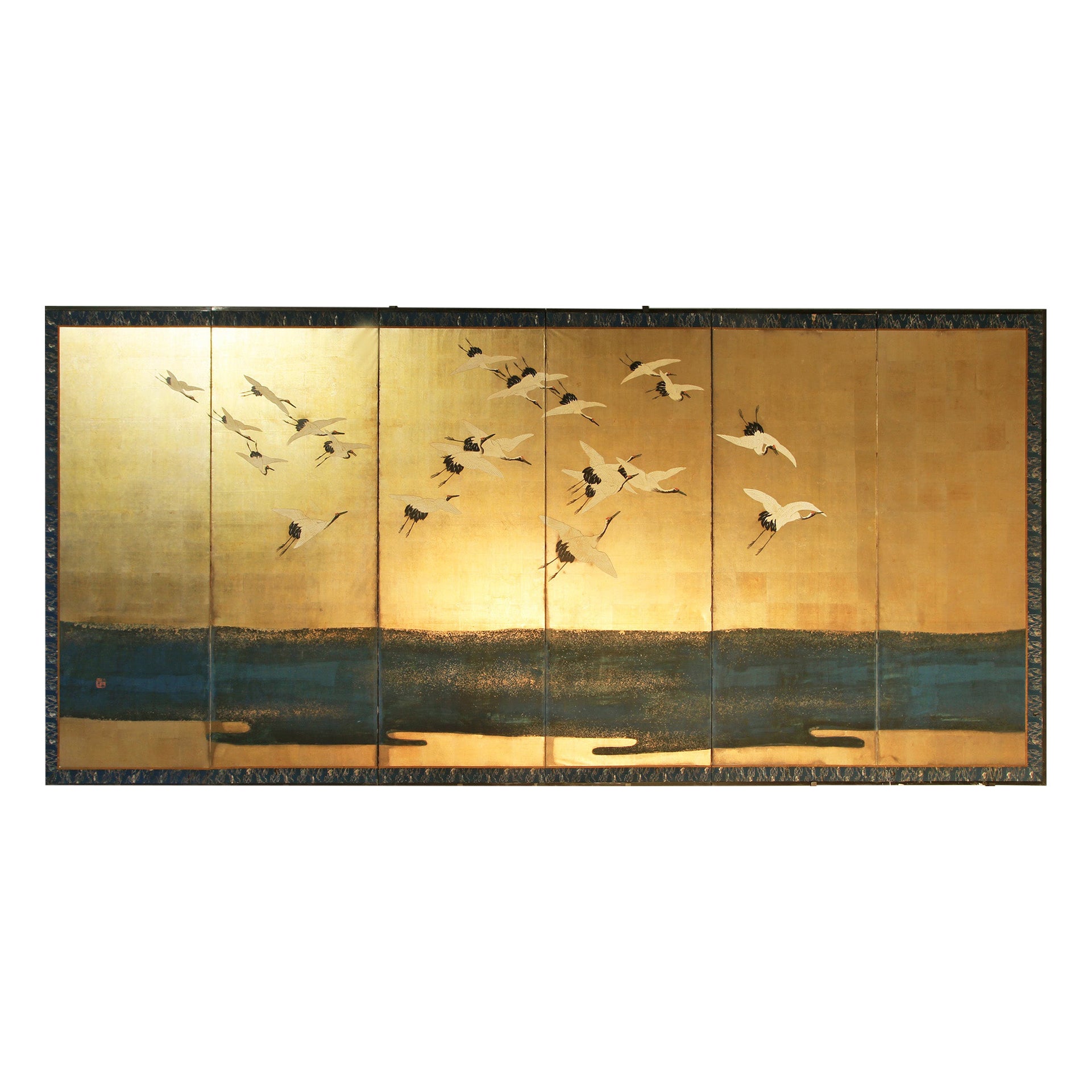 Byobu - Japanese Screen six Panels Gold Leaf