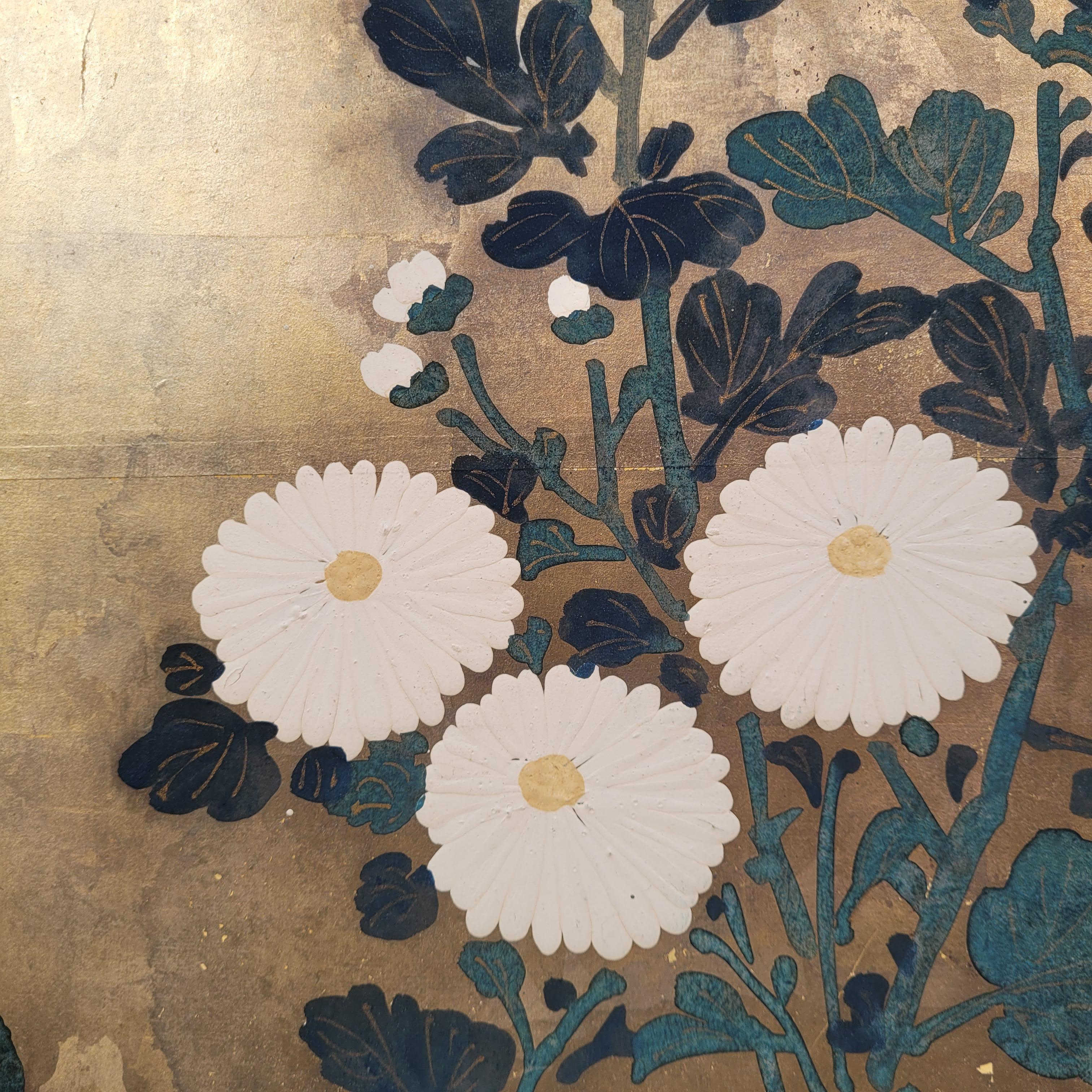 Byôbu Screen 屏風 Chrysanthemums, Rinpa School, Edo / Meiji period For Sale 5