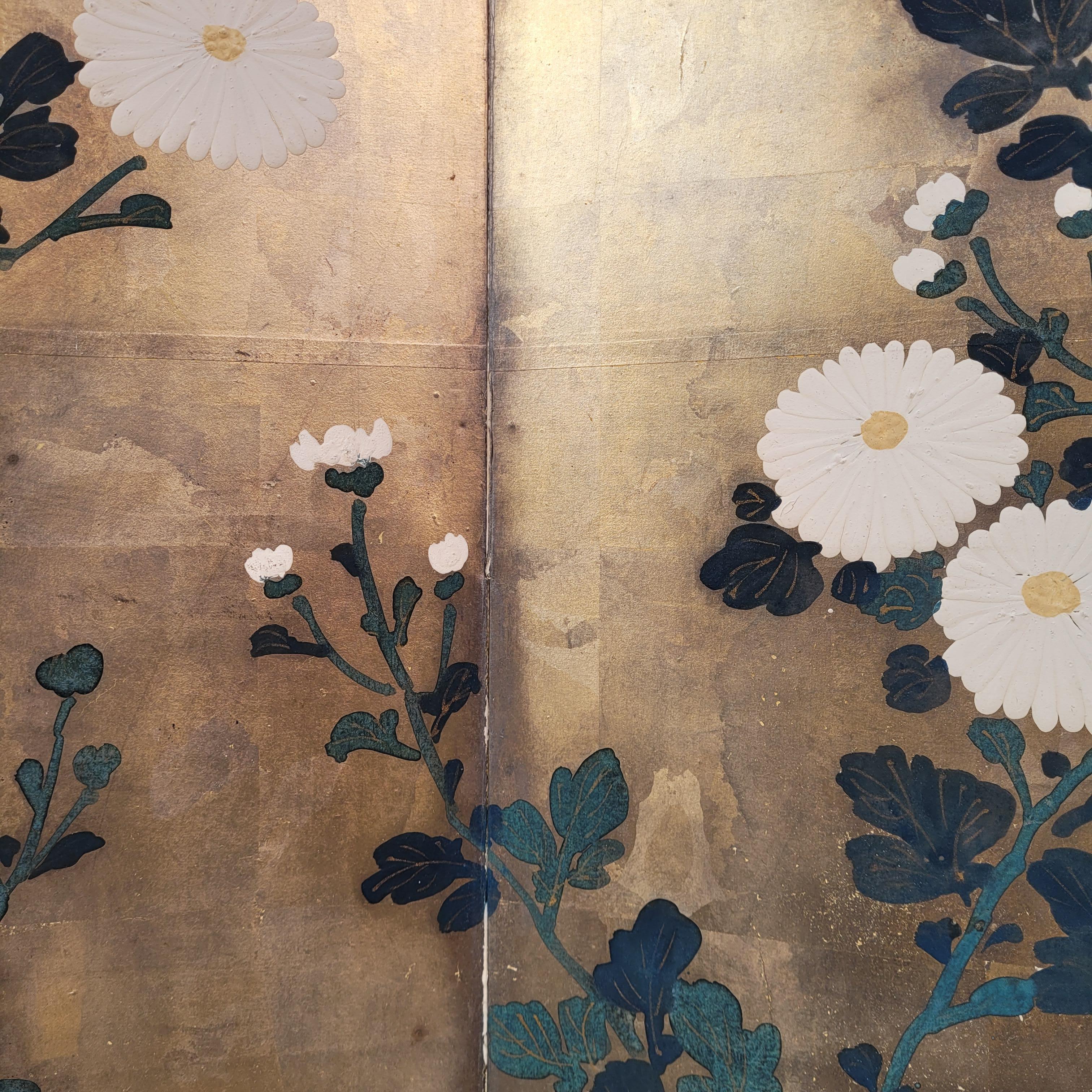 Byôbu Screen 屏風 Chrysanthemums, Rinpa School, Edo / Meiji period For Sale 6
