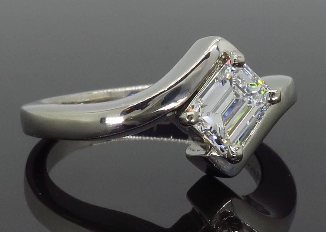 Bypass Emerald Cut Diamond Ring 5