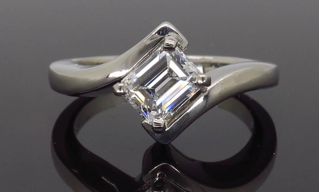 Women's or Men's Bypass Emerald Cut Diamond Ring