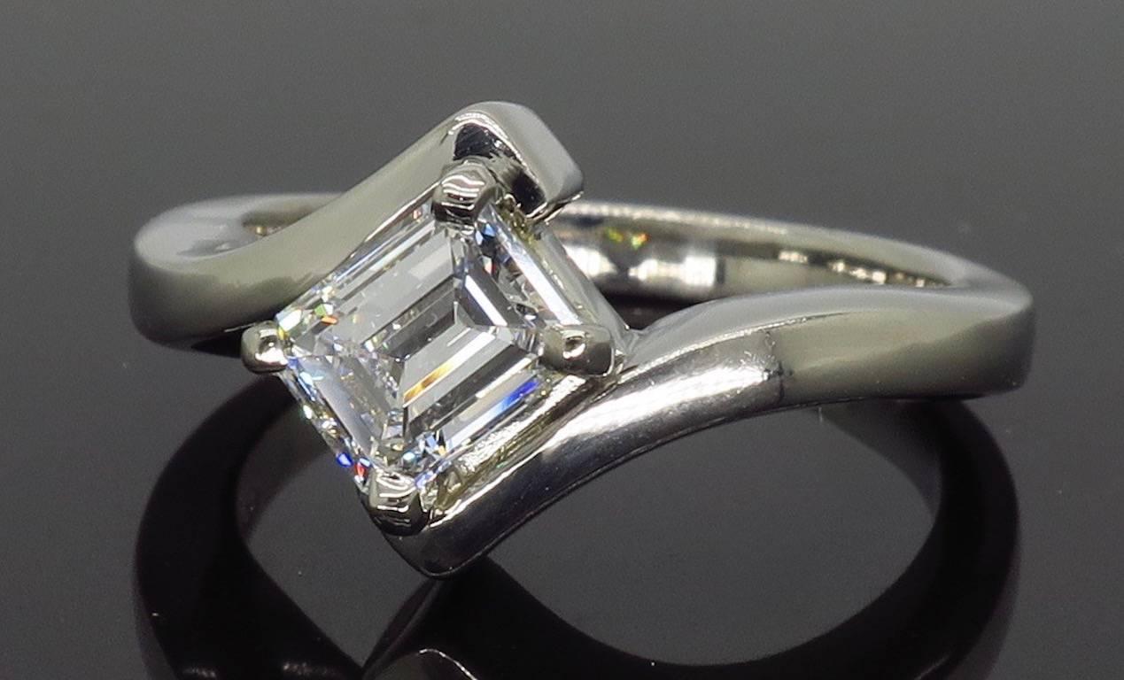 Bypass Emerald Cut Diamond Ring 1