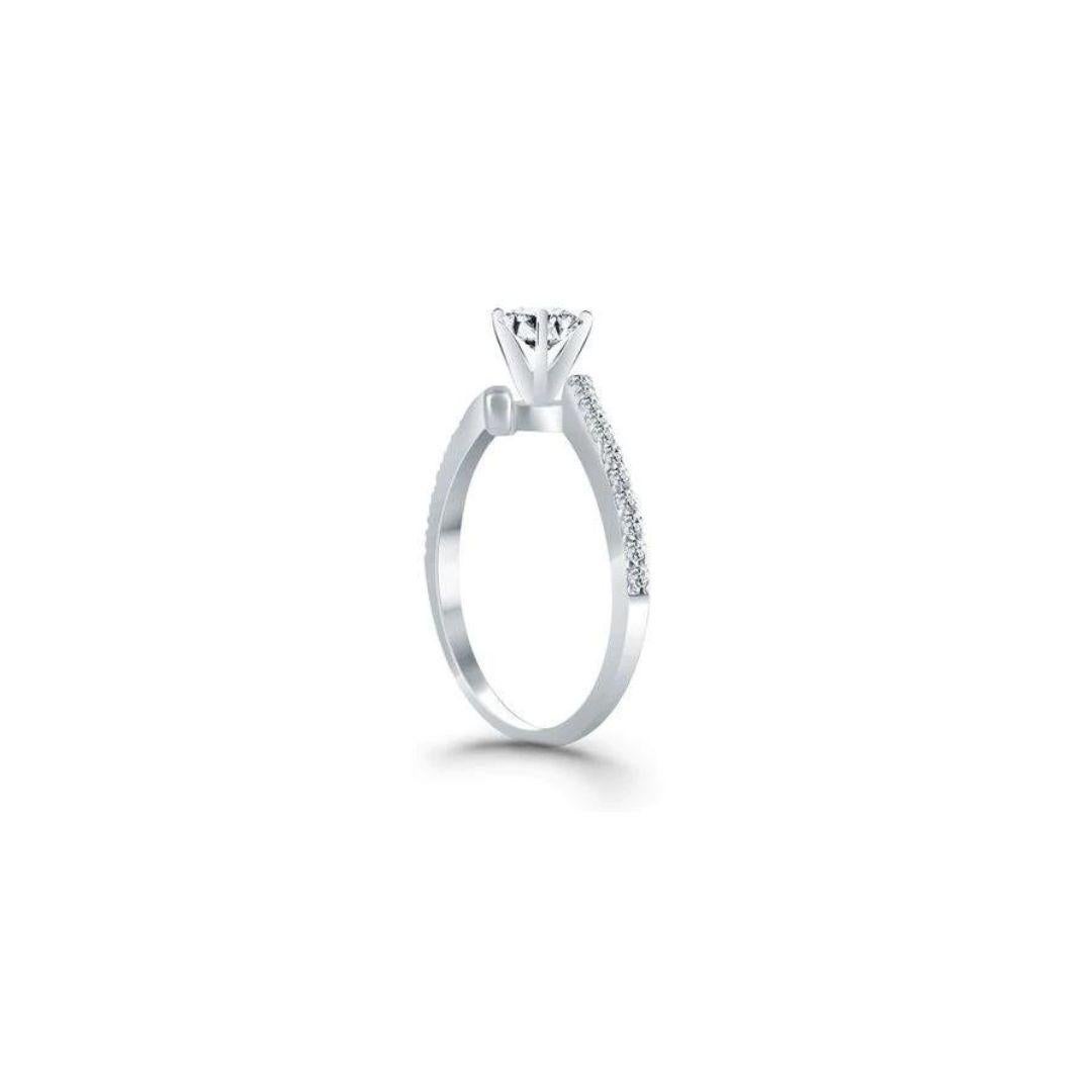 Round Cut Bypass Fancy Solitaire Diamond Engagement Mounting in White Gold For Sale