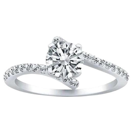 Bypass Fancy Solitaire Diamond Engagement Mounting in White Gold