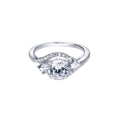 Bypass Floating Halo White Gold Diamond Engagement Ring