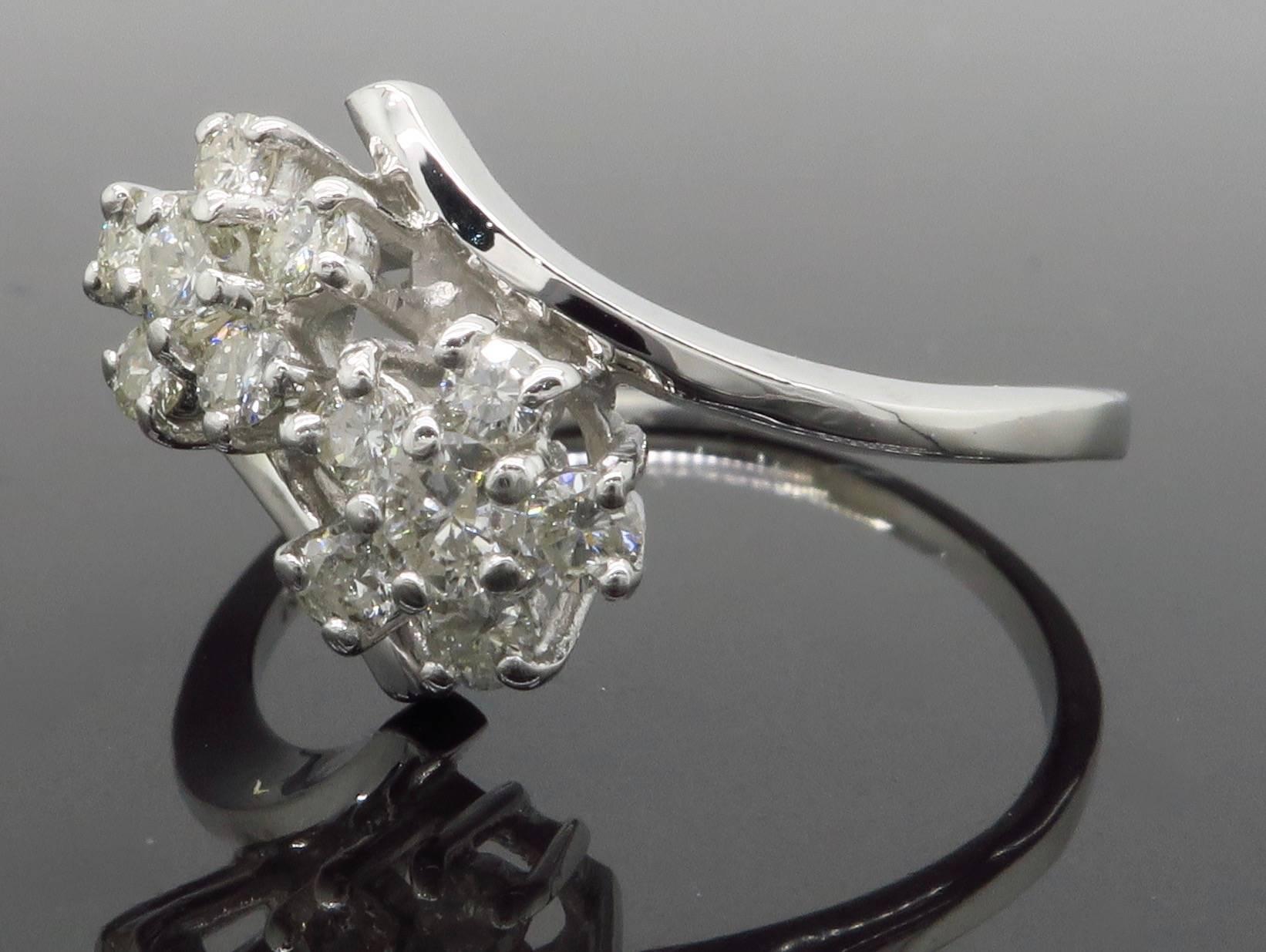 Women's or Men's Bypass Flower Diamond Ring