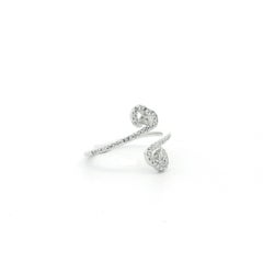 Bypass Heart 0.23 TCW Diamond 18k White Gold Ring