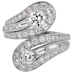 Bypass Platinum Estate 3 Carat Diamond Ring