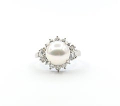 Bypass South Sea Pearl 
Diamond Ring in Platinum
