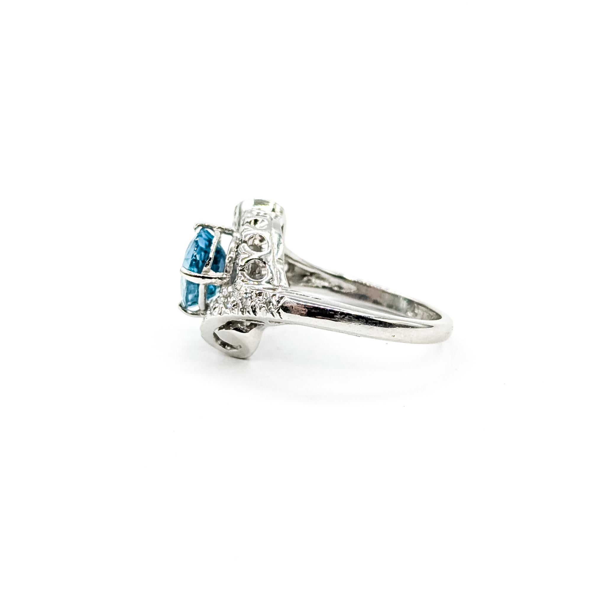 Bague bypass en zircon et diamant en 14k en vente 3
