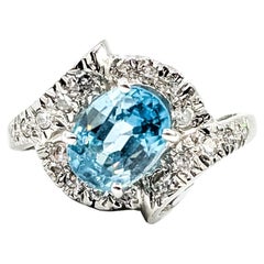 Bague bypass en zircon et diamant en 14k