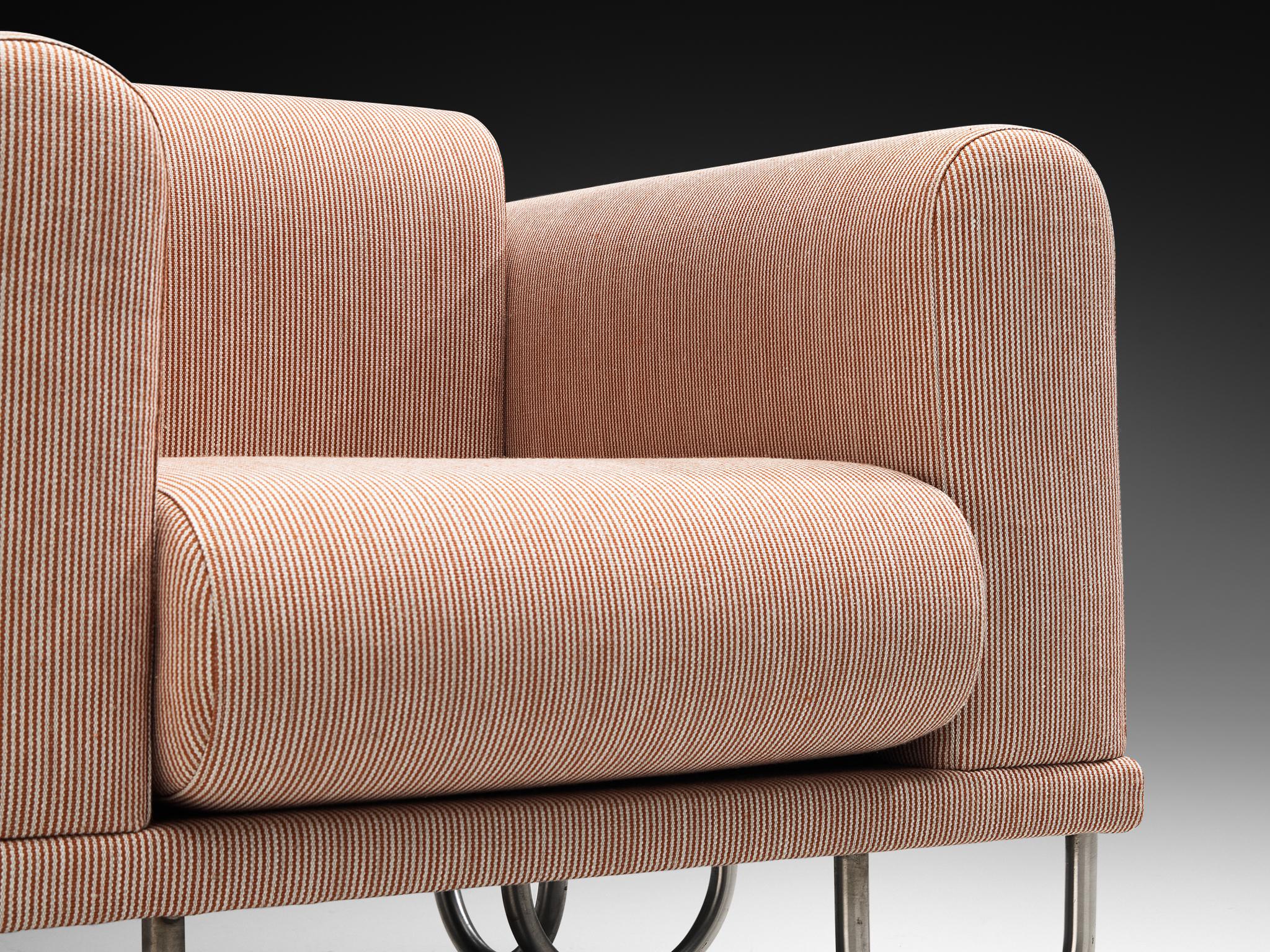 Mid-Century Modern Byron Botker for Landes Lounge Chair with Tubular Frames in Light Pink For Sale