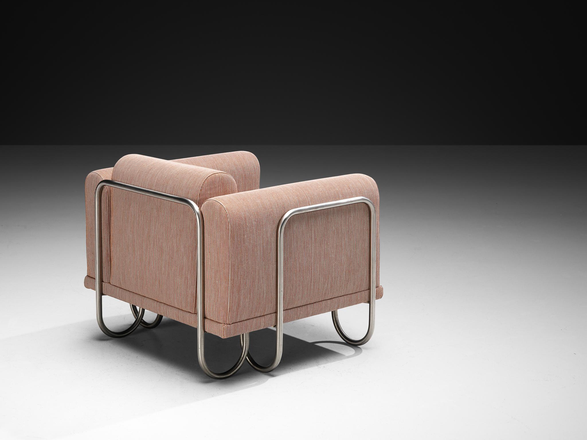 Late 20th Century Byron Botker for Landes Lounge Chair with Tubular Frames in Light Pink For Sale