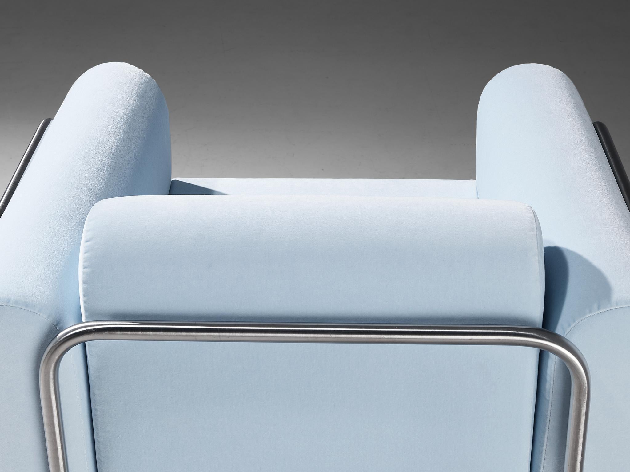 Byron Botker for Landes Lounge Chairs in Light Blue Velvet  For Sale 5