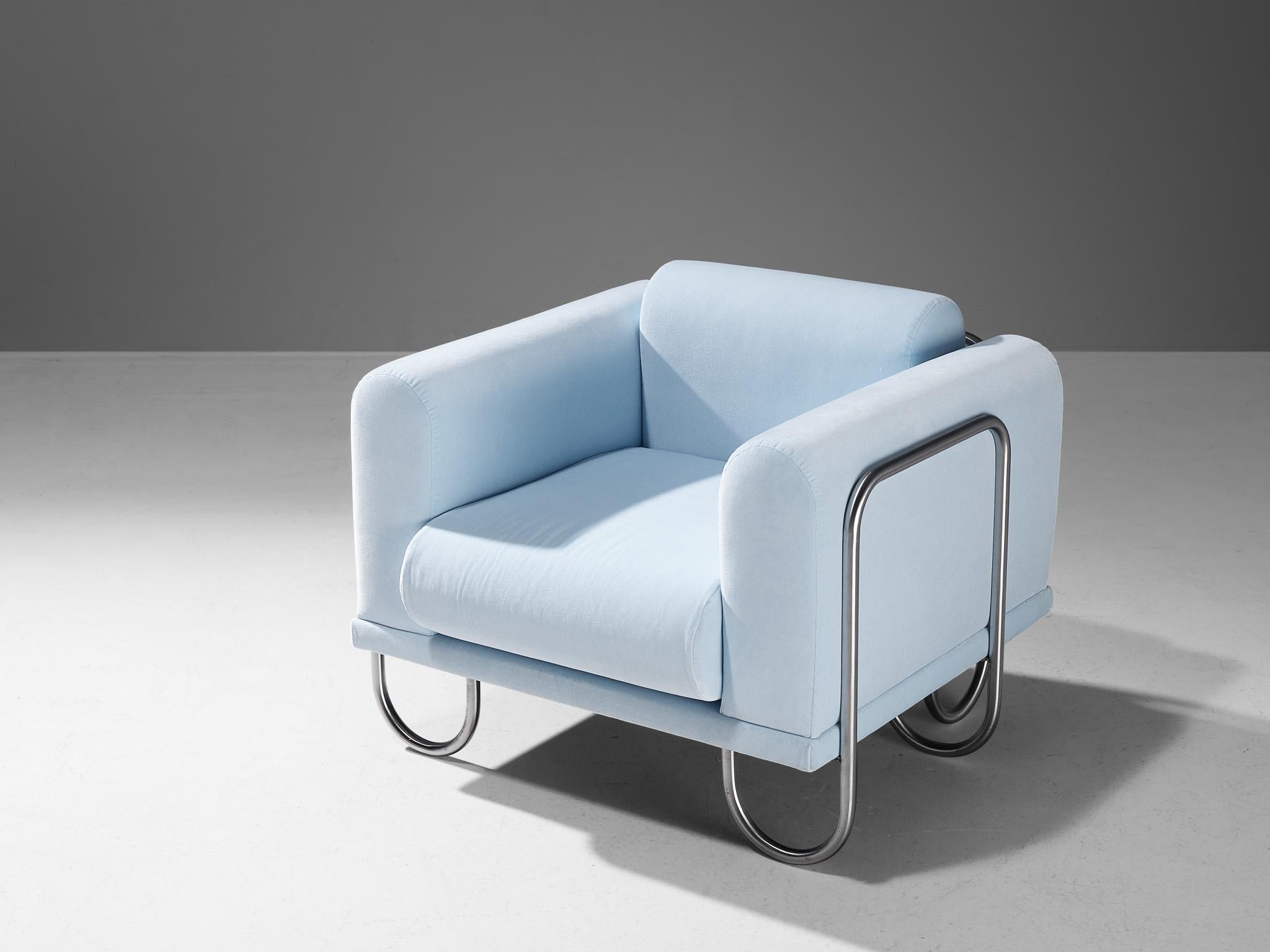 Byron Botker for Landes Lounge Chairs in Light Blue Velvet  For Sale 6