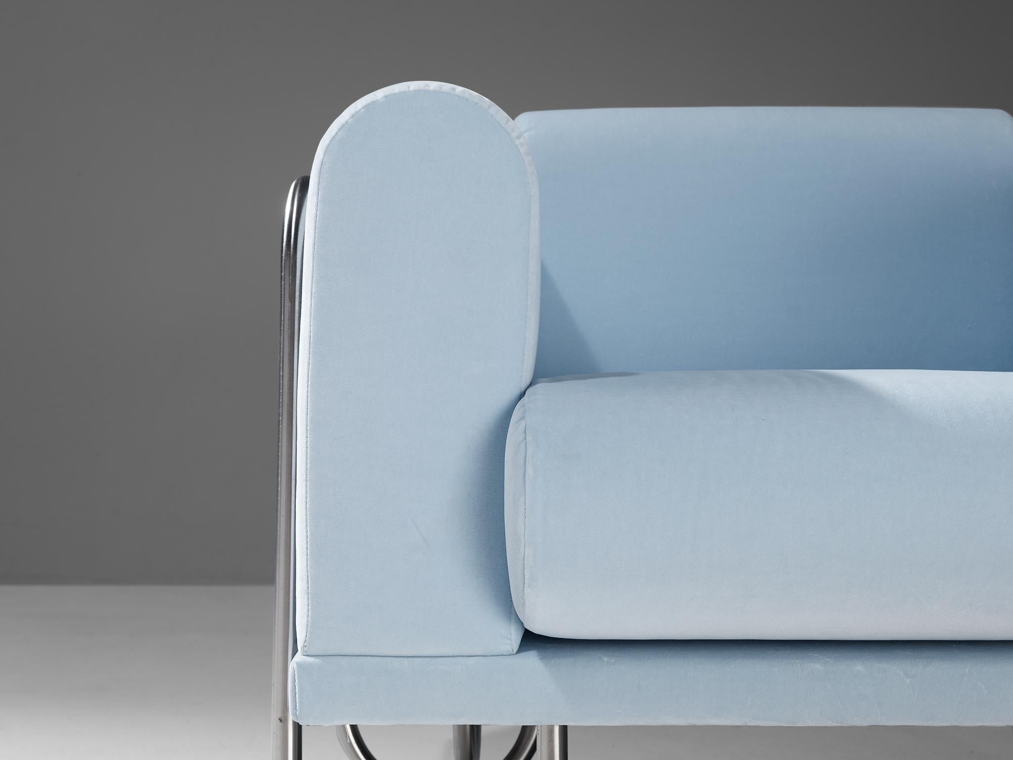 Byron Botker for Landes Lounge Chairs in Light Blue Velvet  For Sale 7