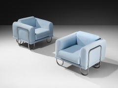 Byron Botker for Landes Lounge Chairs in Light Blue Velvet