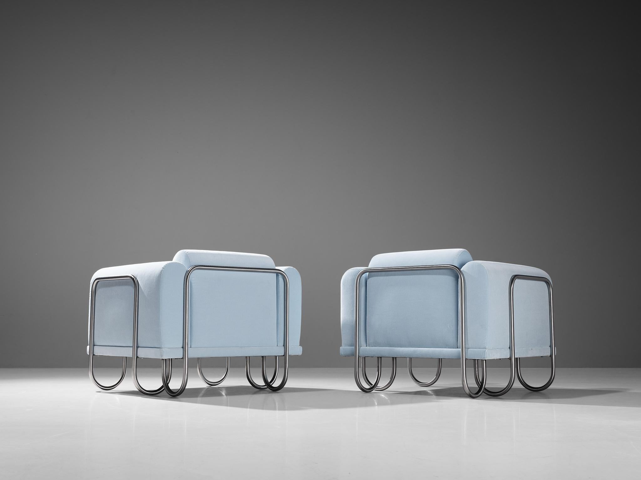 Mid-Century Modern Byron Botker pour Landes fauteuils de salon en velours bleu clair  en vente