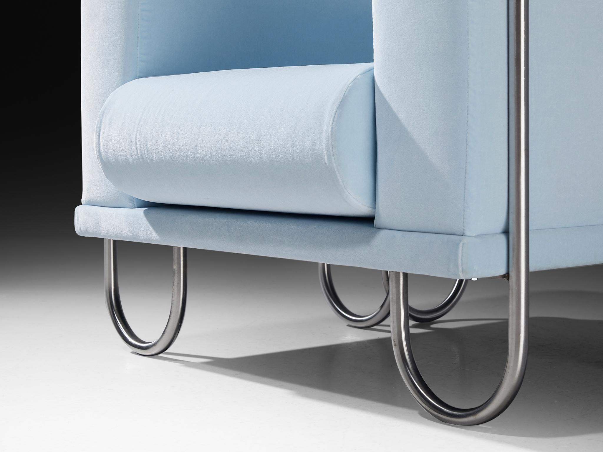 Mid-Century Modern Byron Botker pour Landes fauteuils de salon en velours bleu clair en vente