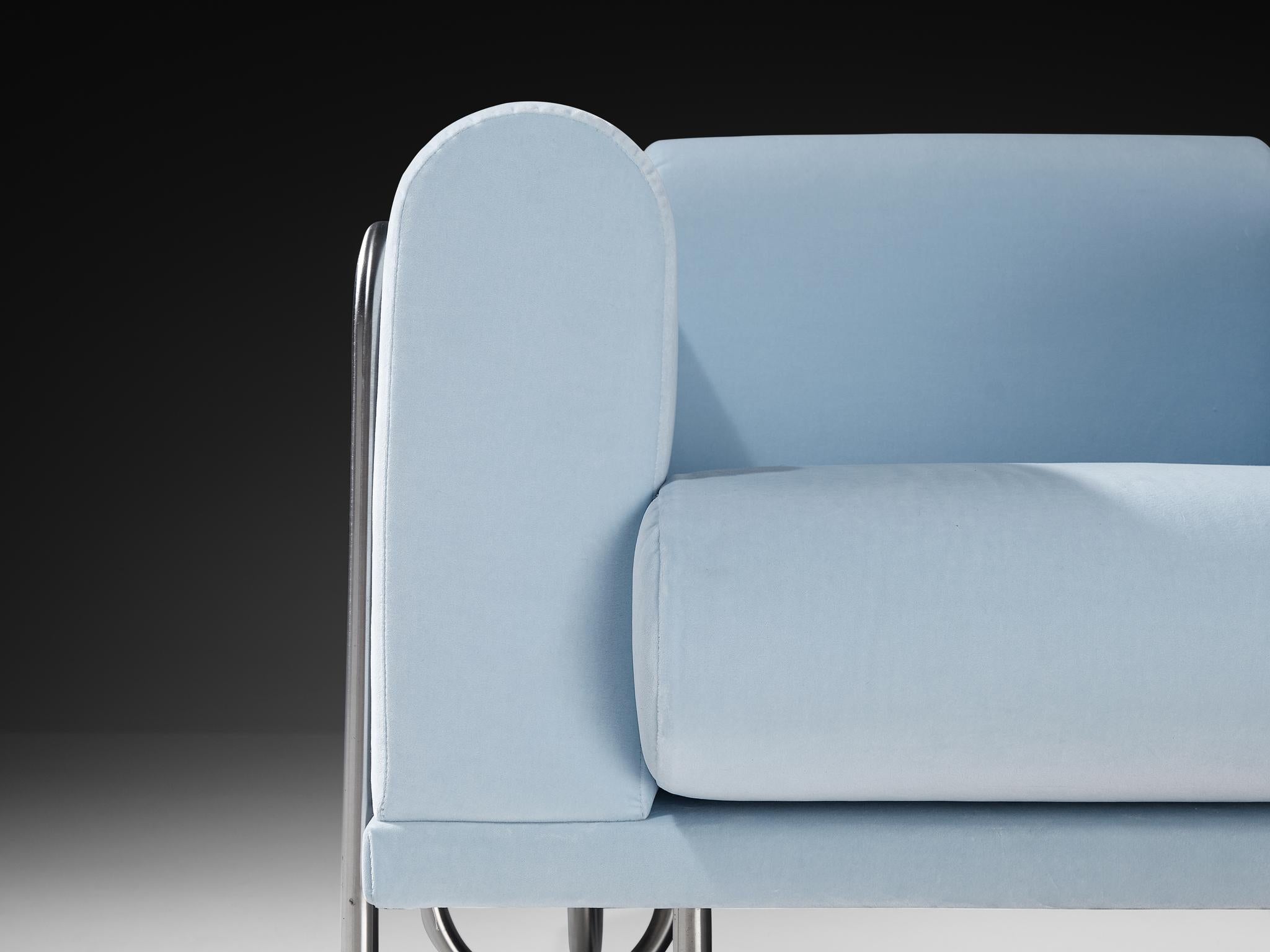 Américain Byron Botker pour Landes fauteuils de salon en velours bleu clair en vente