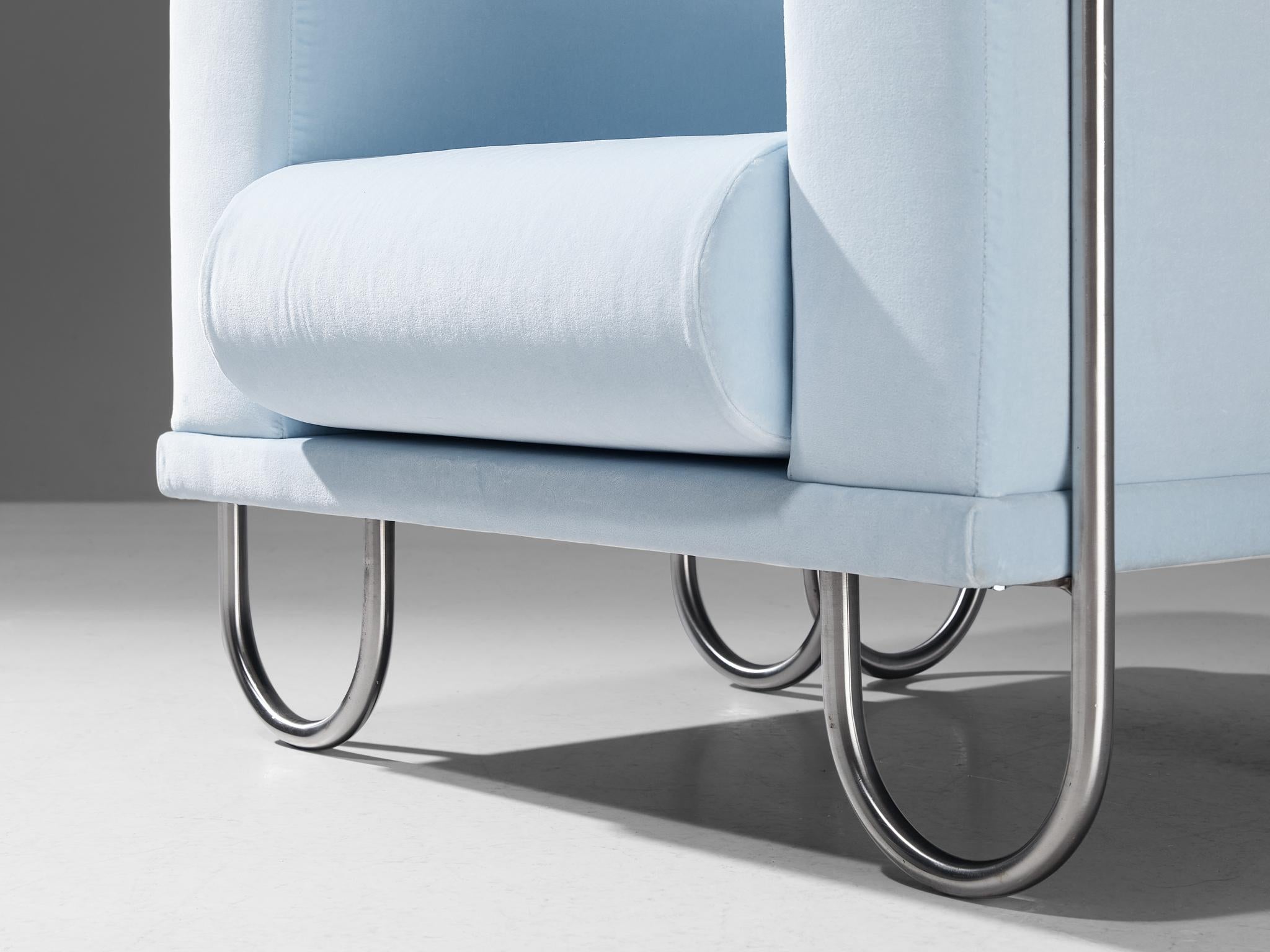 Byron Botker pour Landes fauteuils de salon en velours bleu clair  Bon état - En vente à Waalwijk, NL