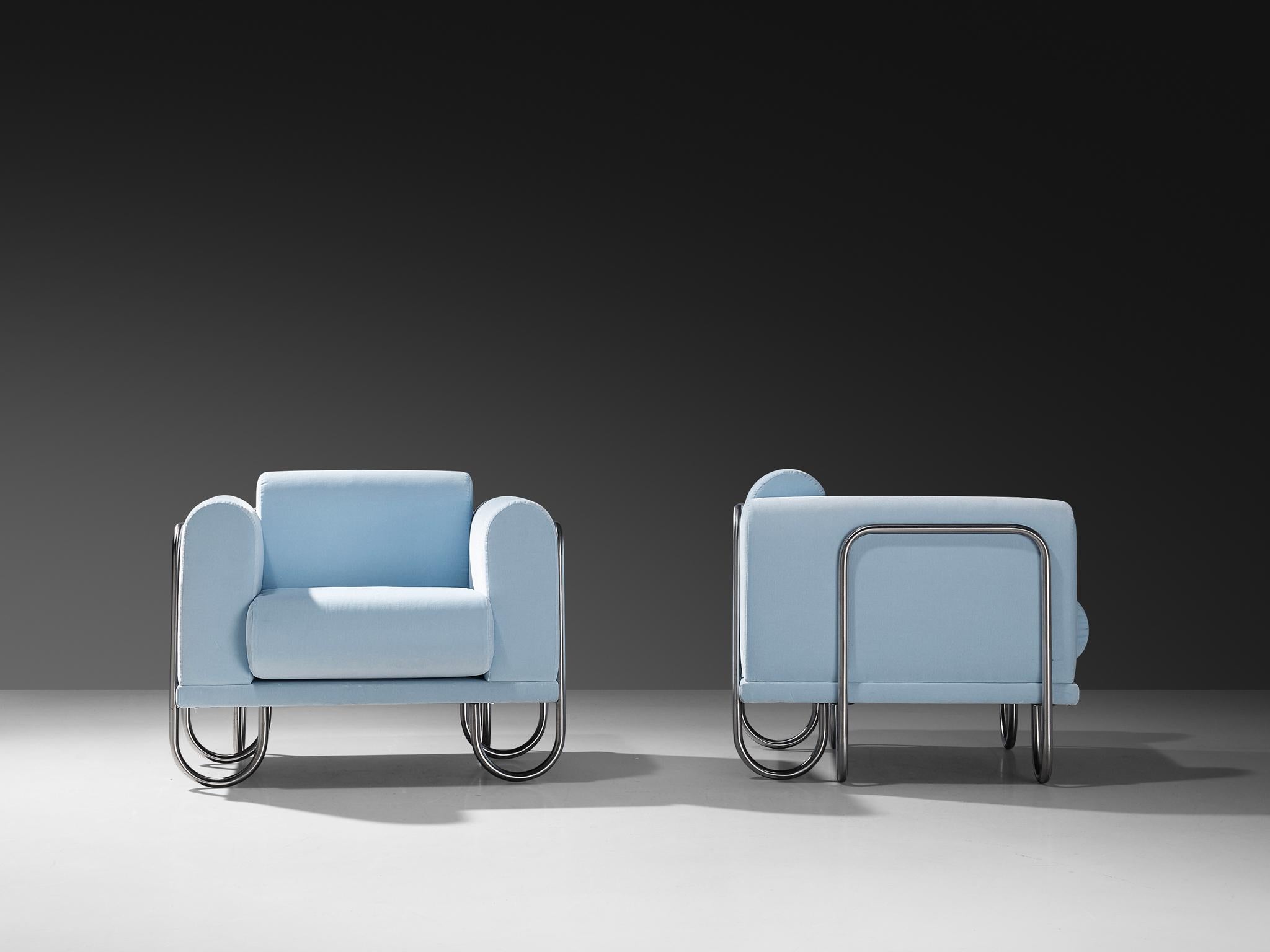 Fin du 20e siècle Byron Botker pour Landes fauteuils de salon en velours bleu clair en vente