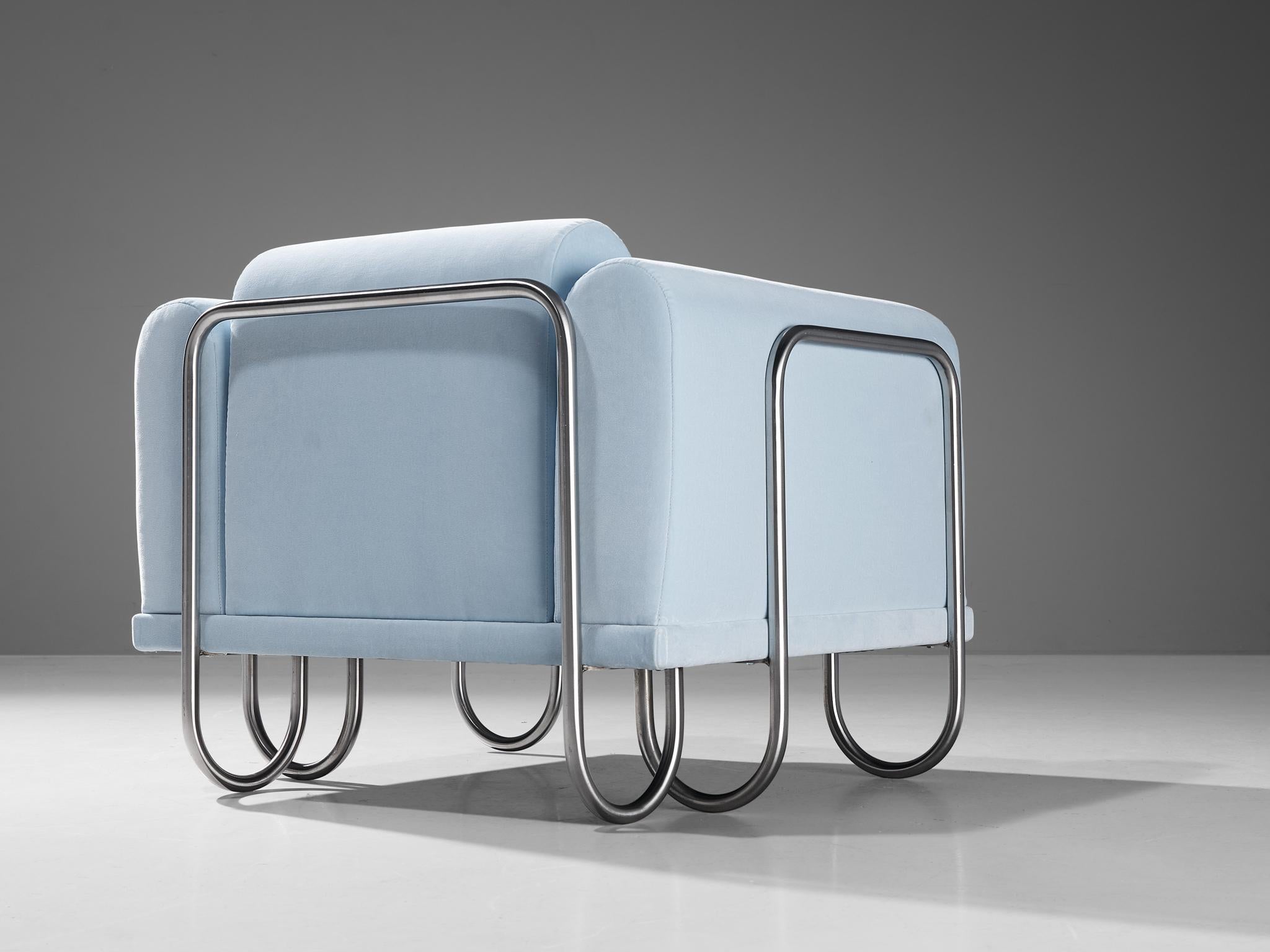 Velours Byron Botker pour Landes fauteuils de salon en velours bleu clair  en vente