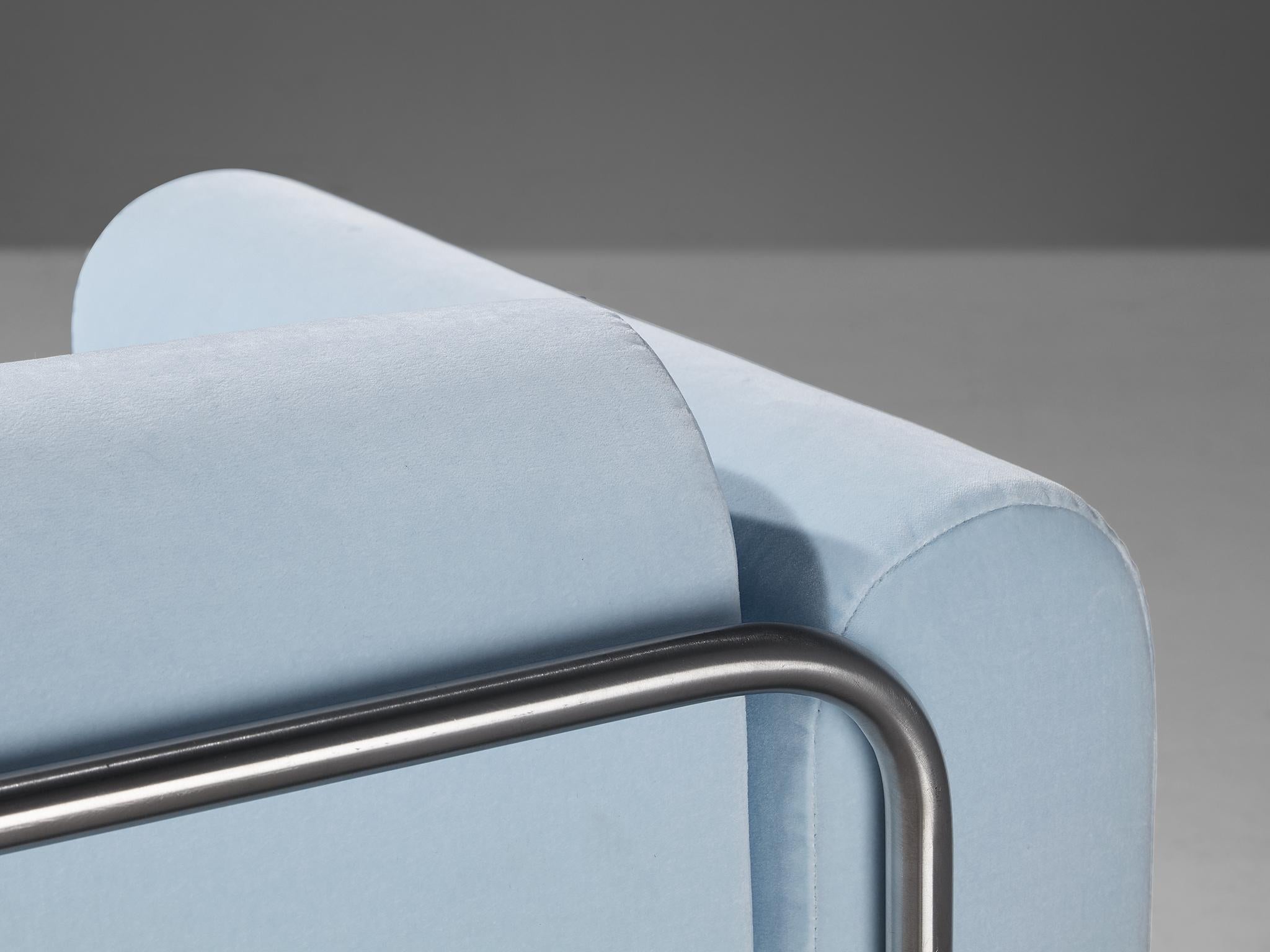 Byron Botker for Landes Lounge Chairs in Light Blue Velvet  For Sale 2