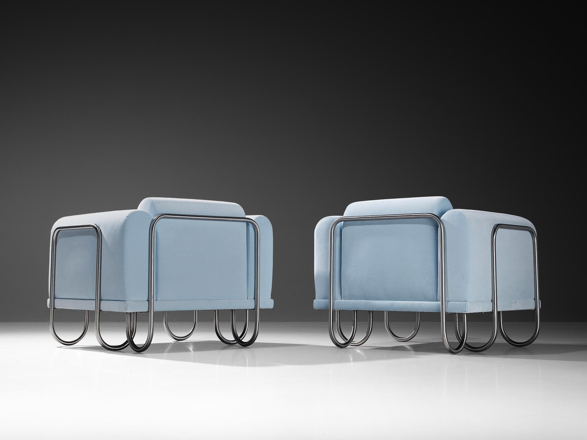Byron Botker pour Landes fauteuils de salon en velours bleu clair en vente 2