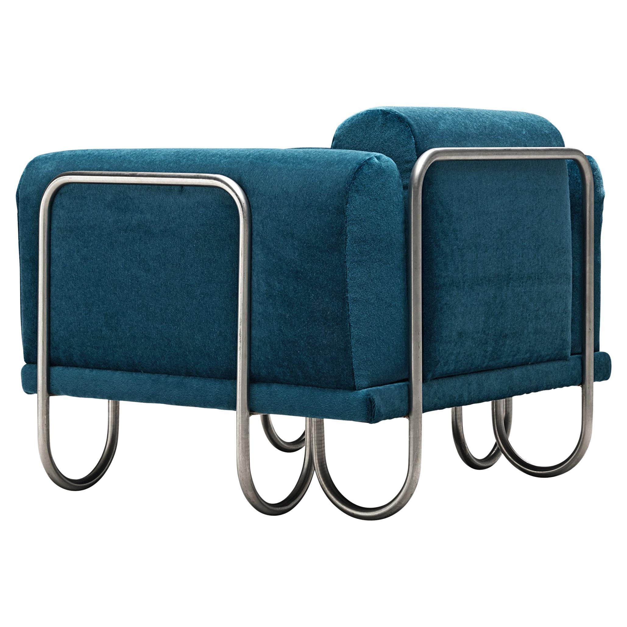 French Lounge Chairs with Tubular Frames at 1stDibs