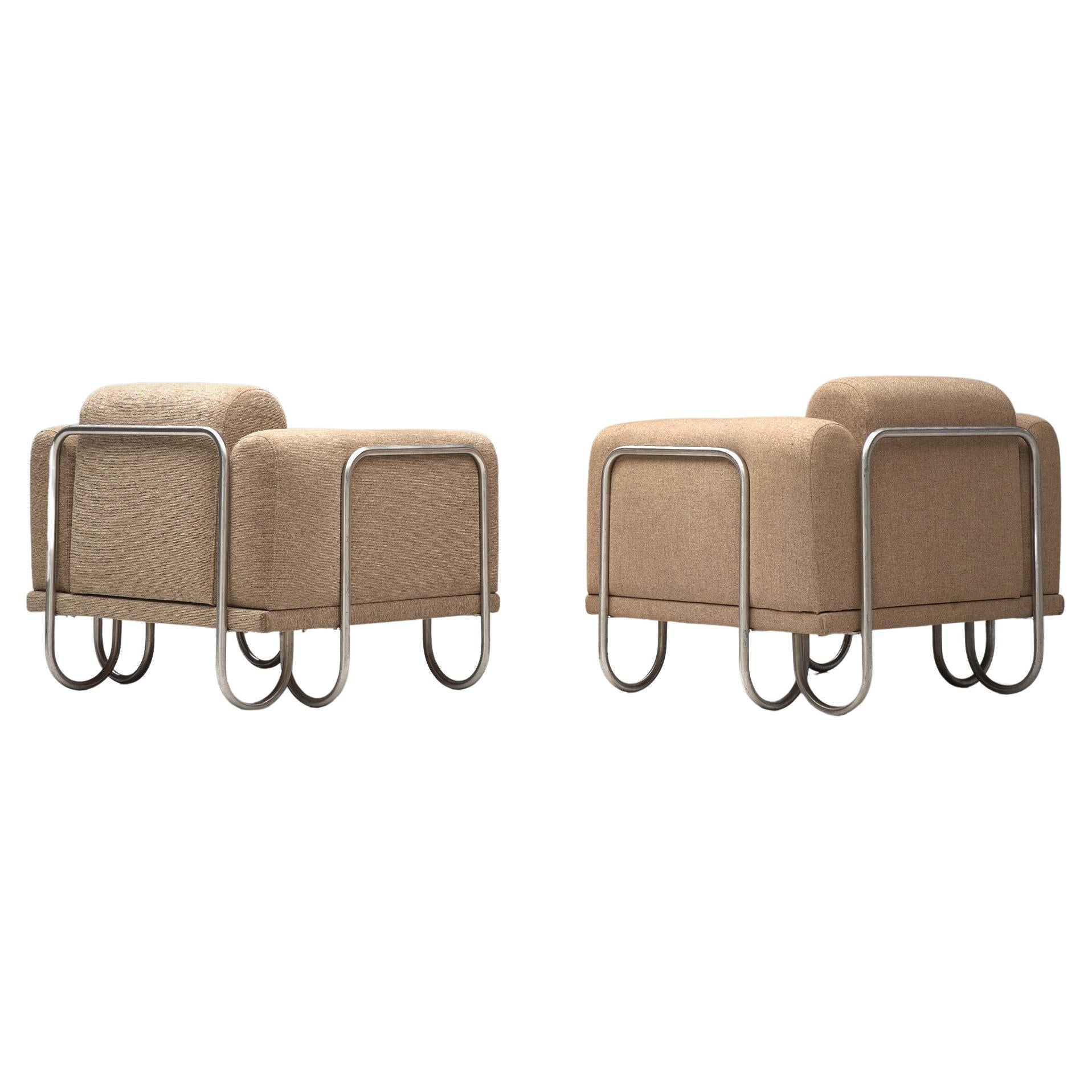 Byron Botker for Landes Pair of Lounge Chairs with Tubular Frames For Sale