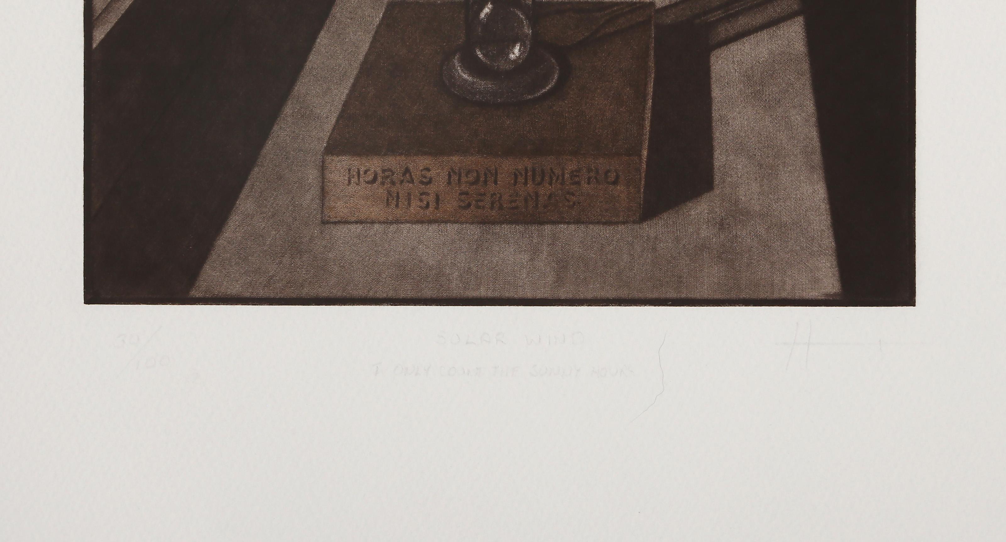 Solar Wind: I Only Count The Sunny Hours, Surrealist Mezzotint by Byron Bratt For Sale 5