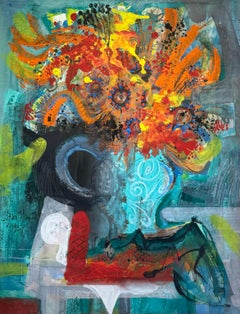 1957 American Abstract Expressionist STILL LIFE Painting
