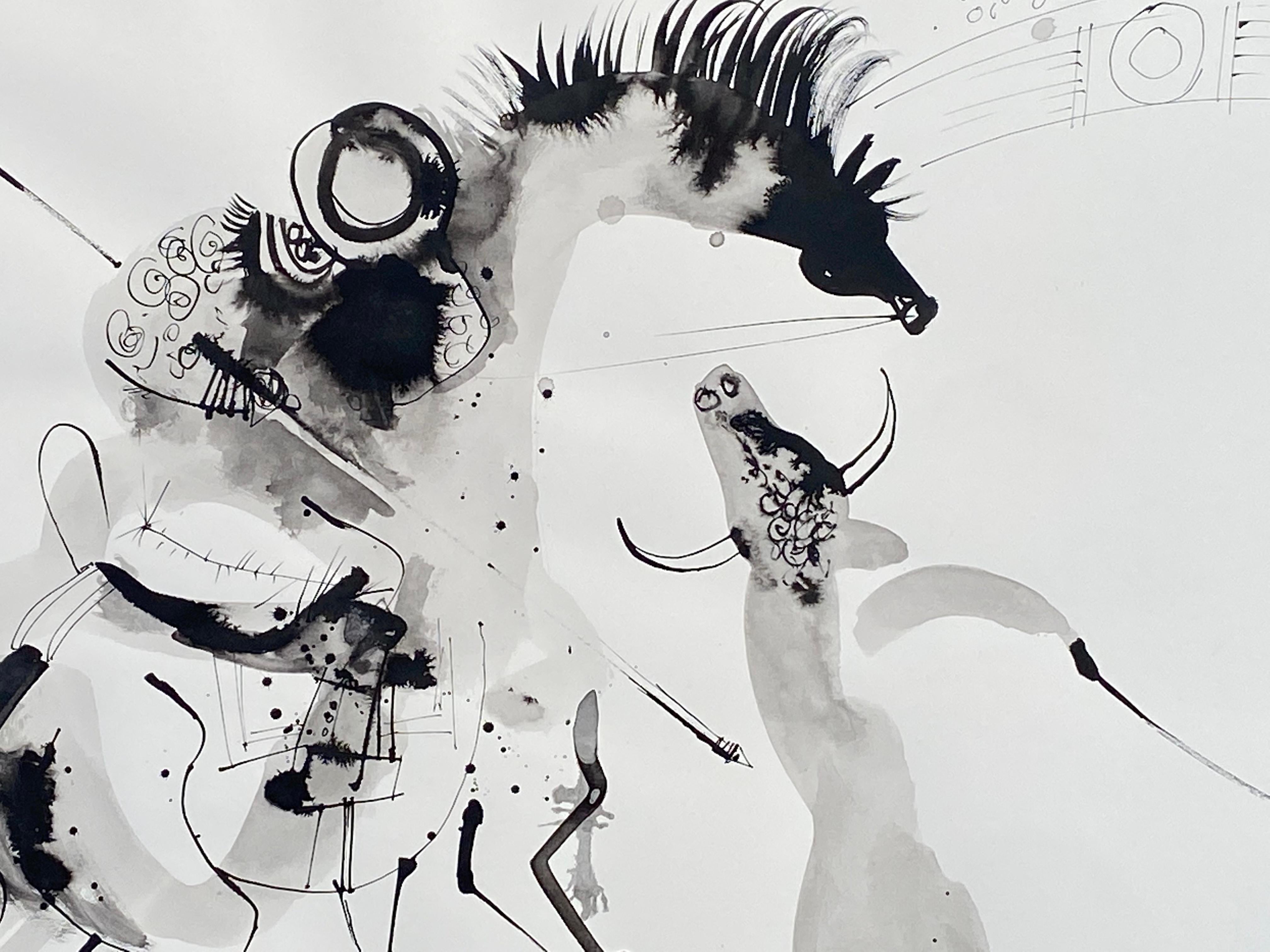 An He è uno degli ultimi dipinti a tecnica mista realizzati da Byron Browne nell'anno della sua morte. Firmato e datato in basso al centro, 1961.  Le condizioni sono eccellenti.  L'opera è montata (a foglio intero) su una stuoia di seta.  L'opera